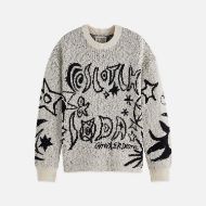 Picture of SCOTCH&SODA WOMEN'S JACQUARD MOTIF OVERSIZED PULLOVER IN EGGNOG 1