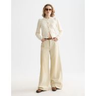 Picture of SCOTCH&SODA WOMEN'S BOUCLÉ STRIPE CREW NECK CARDIGAN IN EGGNOG 6