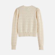 Picture of SCOTCH&SODA WOMEN'S BOUCLÉ STRIPE CREW NECK CARDIGAN IN EGGNOG 2