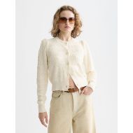 Picture of SCOTCH&SODA WOMEN'S BOUCLÉ STRIPE CREW NECK CARDIGAN IN EGGNOG 4