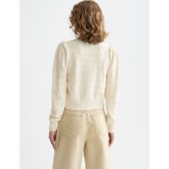 Picture of SCOTCH&SODA WOMEN'S BOUCLÉ STRIPE CREW NECK CARDIGAN IN EGGNOG 5