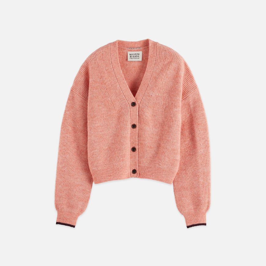 Picture of SCOTCH&SODA WOMEN'S FUZZY RELAXED CARDIGAN IN CANYON CLAY MELANGE
