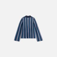 Picture of SCOTCH&SODA WOMEN'S PLEATED STRIPE COLLARED CARDIGAN IN CARBON 2