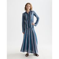 Picture of SCOTCH&SODA WOMEN'S PLEATED STRIPE COLLARED CARDIGAN IN CARBON 7