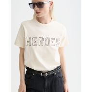 Picture of SCOTCH&SODA WOMEN'S 40 YEARS WASHED ARTWORK REGULAR FIT T-SHIRT IN EGGNOG 6