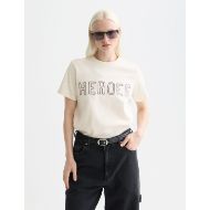 Picture of SCOTCH&SODA WOMEN'S 40 YEARS WASHED ARTWORK REGULAR FIT T-SHIRT IN EGGNOG 4