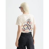 Picture of SCOTCH&SODA WOMEN'S 40 YEARS WASHED ARTWORK REGULAR FIT T-SHIRT IN EGGNOG 5