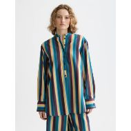 Picture of SCOTCH&SODA WOMEN'S RELAXED STRIPED SHIRT IN EL COSMICO STRIPE DEEP LAGOON 4