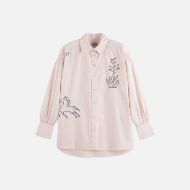 Picture of SCOTCH&SODA WOMEN'S EMBROIDERY GIRLFRIEND SHIRT IN ROSE DUST STRIPE 1