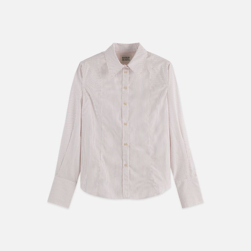 Picture of SCOTCH&SODA WOMEN'S REGULAR FIT POPLIN SHIRT IN MICRO STRIPE