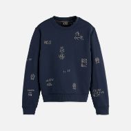 Picture of SCOTCH&SODA WOMEN'S EMBROIDERED REGULAR FIT SWEATSHIRT IN CARBON 1