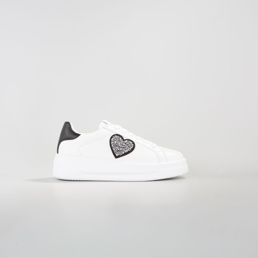 Picture of LOVE MOSCHINO WOMEN'S SNEAKERS ECLIPSE CRYSTAL STRASS IN WHITE/BLACK