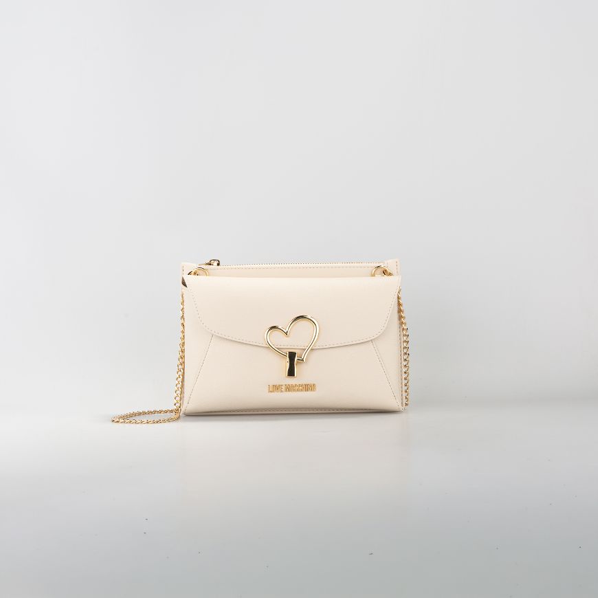 Picture of LOVE MOSCHINO WOMEN'S CROSSBODY BAG HEART TURNLOCK IN IVORY