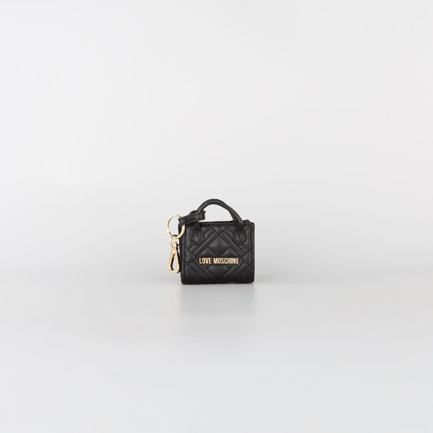 Picture of LOVE MOSCHINO WOMEN'S QUILTED KEYCHAIN IN BLACK