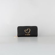 Picture of LOVE MOSCHINO WOMEN'S ZIP AROUND WALLET HEART TURNLOCK IN BLACK 1
