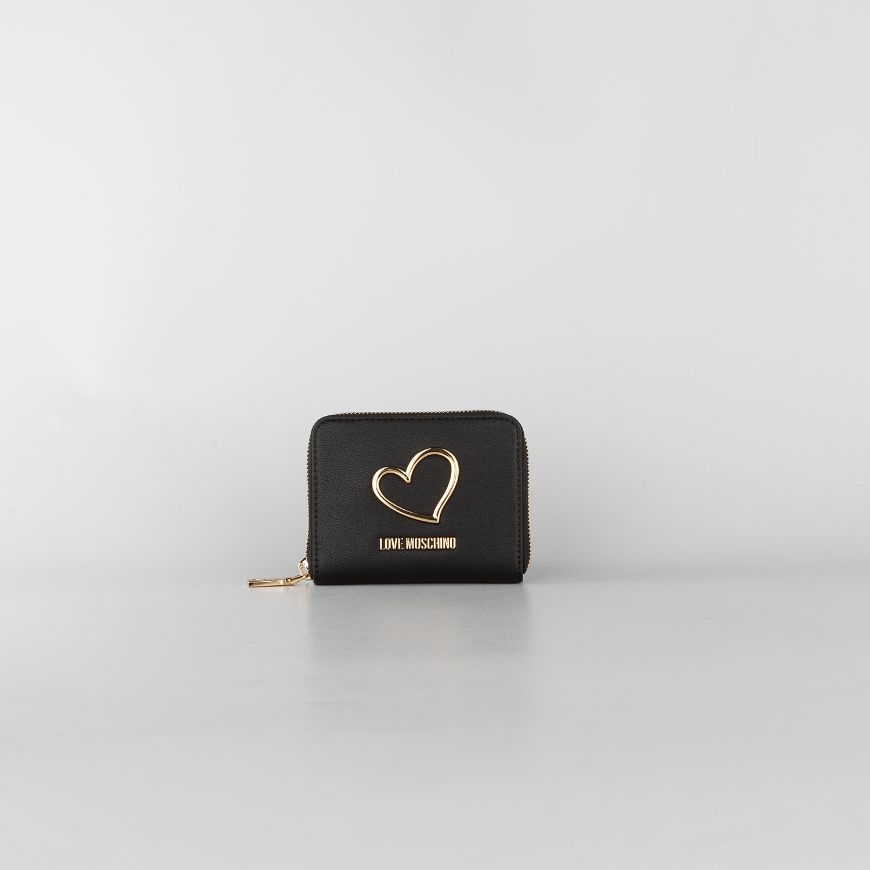 Picture of LOVE MOSCHINO WOMEN'S SMALL WALLET HEART TURNLOCK IN BLACK