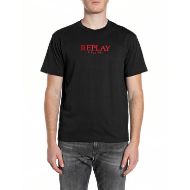 Picture of REPLAY MEN'S JERSEY T-SHIRT WITH BIG REPLAY PRINT IN BLACK 1