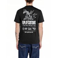 Picture of REPLAY MEN'S JERSEY T-SHIRT WITH BIKER PRINTS IN BLACK 2