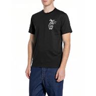 Picture of REPLAY MEN'S JERSEY T-SHIRT WITH BIKER PRINTS IN BLACK 1