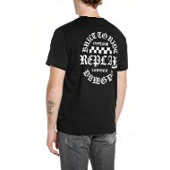 Picture of REPLAY MEN'S JERSEY T-SHIRT WITH SMALL AND BIG BIKER PRINTS IN BLACK 2