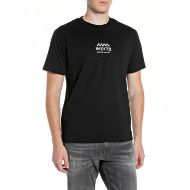 Picture of REPLAY MEN'S JERSEY T-SHIRT WITH SMALL AND BIG BIKER PRINTS IN BLACK 1