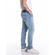 Picture of REPLAY MEN'S GROVER STRAIGHT FIT JEANS 12 OZ MID BLUE POWER STRETCH DENIM IN LIGHT BLUE 2