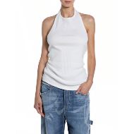 Picture of REPLAY WOMEN'S HALTERNECK COTTON RIB TOP IN NATURAL WHITE 1