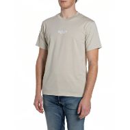 Picture of REPLAY MEN'S JERSEY T-SHIRT WITH REPLAY PRINT IN BONE 1