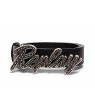 Picture of REPLAY WOMEN'S REPLAY BUCKLE PULL-UP LEATHER BELT IN BLACK 1