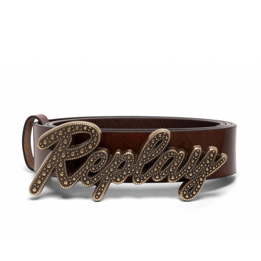 Picture of REPLAY WOMEN'S REPLAY BUCKLE PULL-UP LEATHER BELT IN PARTRIDGE