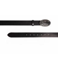 Picture of REPLAY WOMEN'S REPLAY OVAL BUCKLE PULL-UP LEATHER BELT IN BLACK 2