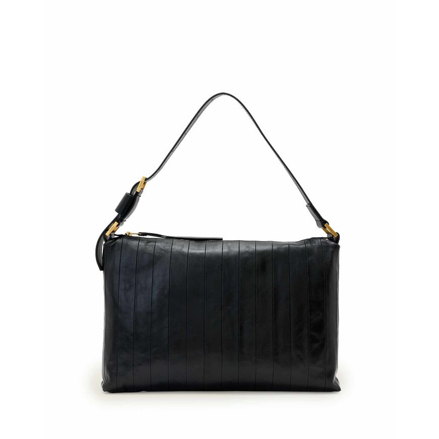 Снимка на ALLSAINTS ДАМСКА ЧАНТА EDBURY PANEL LEATHER SHOULDER BAG В ЧЕРНО