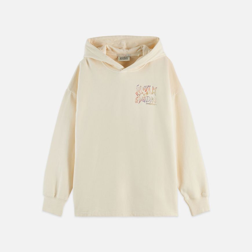 Picture of SCOTCH&SODA WOMEN'S WASHED ARTWORK HOODIE IN EGGNOG