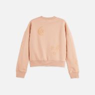Picture of SCOTCH&SODA WOMEN'S RELAXED FIT SWEATSHIRT WITH FLOCK PRINT IN ROSE DUST 2