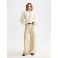 Picture of SCOTCH&SODA WOMEN'S OPEN NECK SWEATSHIRT WITH WOVEN FRONT PLACKET IN EGGNOG 7