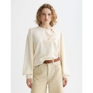 Picture of SCOTCH&SODA WOMEN'S OPEN NECK SWEATSHIRT WITH WOVEN FRONT PLACKET IN EGGNOG 4