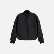 Picture of SCOTCH&SODA WOMEN'S QUILTED REVERSIBLE BOMBER JACKET IN METEORITE 1