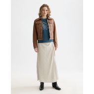 Picture of SCOTCH&SODA WOMEN'S STUDDED LEATHER TRUCKER IN COGNAC 7