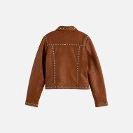 Picture of SCOTCH&SODA WOMEN'S STUDDED LEATHER TRUCKER IN COGNAC 2