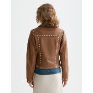 Picture of SCOTCH&SODA WOMEN'S STUDDED LEATHER TRUCKER IN COGNAC 5
