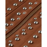 Picture of SCOTCH&SODA WOMEN'S STUDDED LEATHER TRUCKER IN COGNAC 3