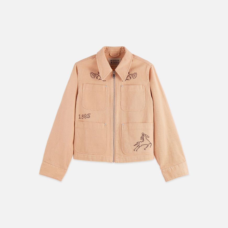 Picture of SCOTCH&SODA WOMEN'S EMBROIDERED JACKET IN ROSE DUST