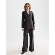 Picture of SCOTCH&SODA WOMEN'S CORE DOUBLE BREASTED WOOL BOYFRIEND BLAZER WITH BELT IN CHARCOAL MELANGE 6