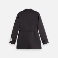 Picture of SCOTCH&SODA WOMEN'S CORE DOUBLE BREASTED WOOL BOYFRIEND BLAZER WITH BELT IN CHARCOAL MELANGE 2