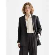 Picture of SCOTCH&SODA WOMEN'S CORE DOUBLE BREASTED WOOL BOYFRIEND BLAZER WITH BELT IN CHARCOAL MELANGE 4