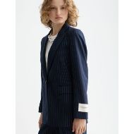 Picture of SCOTCH&SODA WOMEN'S CORE SB FITTED BLAZER IN NIGHT BLUE PINSTRIPE 6