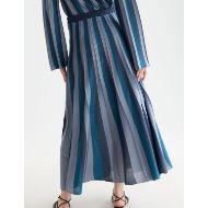 Picture of SCOTCH&SODA WOMEN'S PLEATED STRIPE KNITTED MIDI SKIRT IN CARBON 6