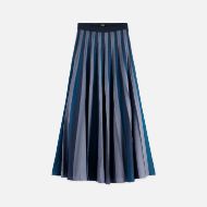 Picture of SCOTCH&SODA WOMEN'S PLEATED STRIPE KNITTED MIDI SKIRT IN CARBON 1