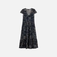 Picture of SCOTCH&SODA WOMEN'S CROSS-STITCH EMBROIDERED MIDI DRESS IN CARBON 2