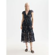 Picture of SCOTCH&SODA WOMEN'S CROSS-STITCH EMBROIDERED MIDI DRESS IN CARBON 4